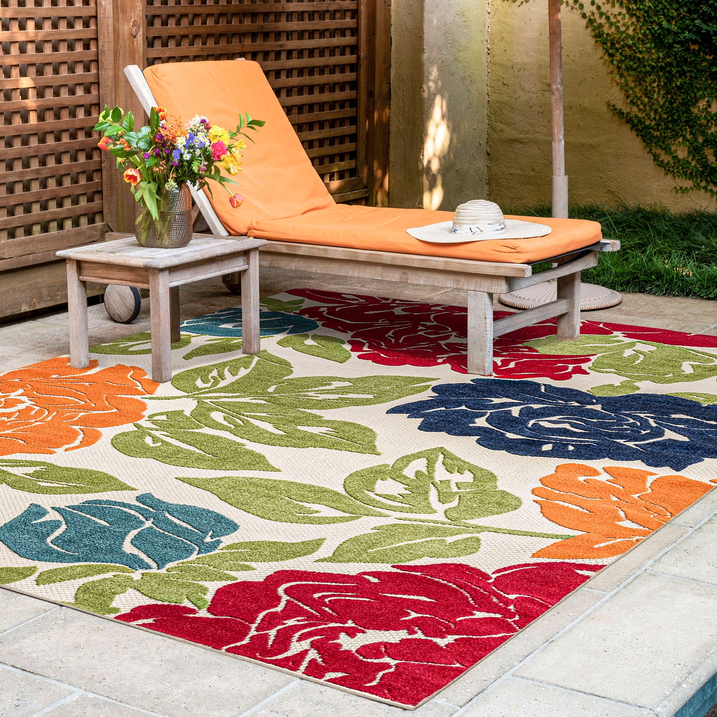 Tayse Floral Area Rug OAS16-Owen Modern Cut & Flat Weave Indoor/Outdoor Polypropylene