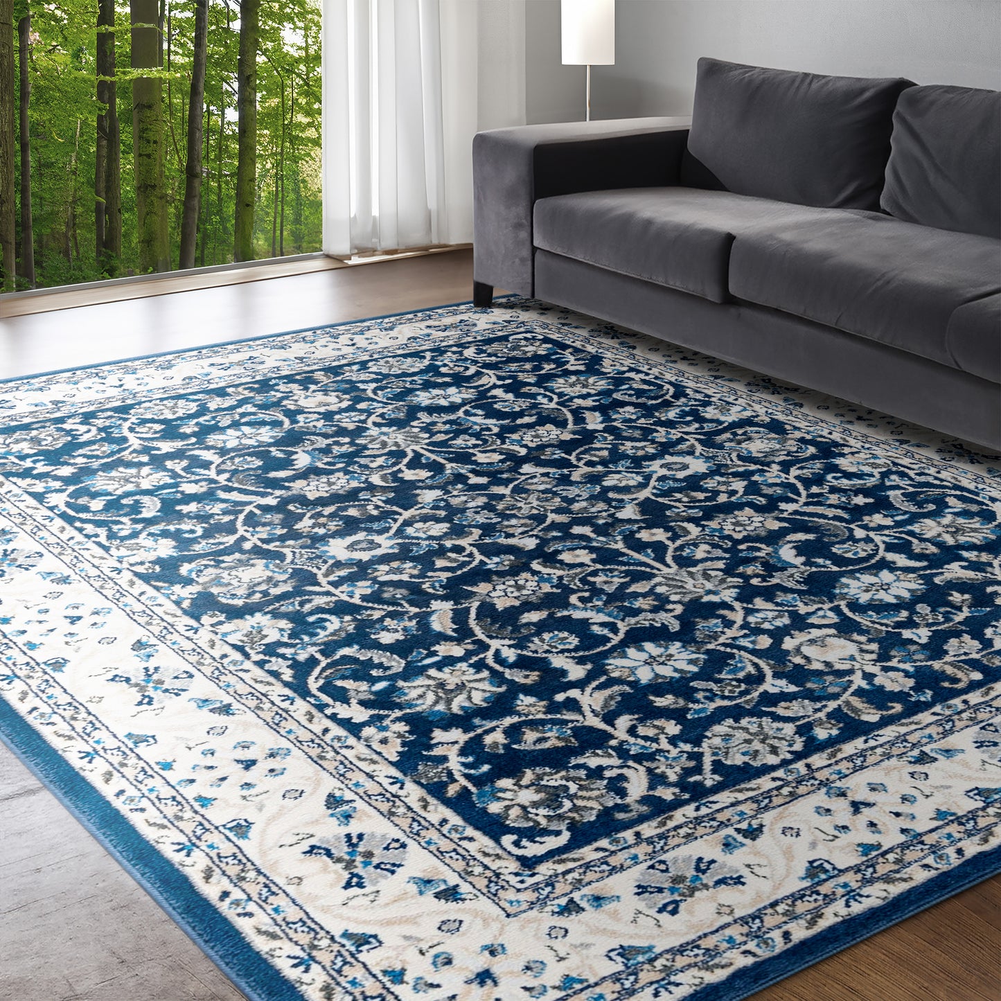 Tayse Floral Area Rug MDN46-Tessie Traditional Cut Pile Indoor Polypropylene