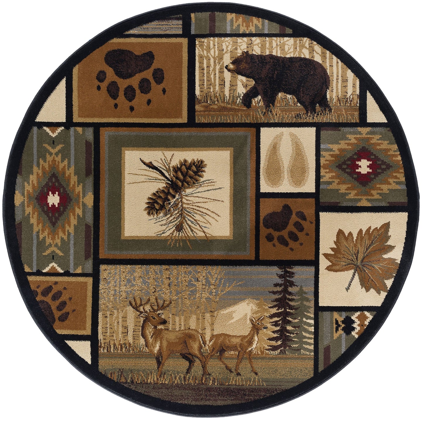 Tayse Lodge Area Rug NTR66-Northern Wildlife Novelty Cut Pile Indoor Polypropylene