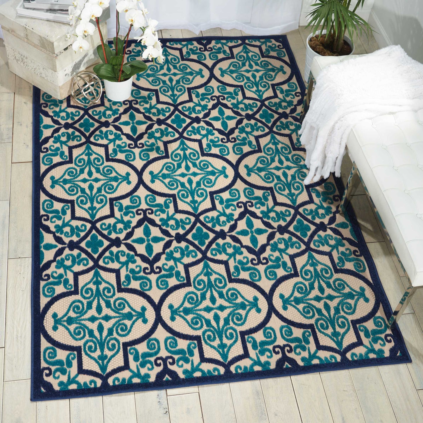 Aloha ALH14 Machine Made Synthetic Blend Indoor/Outdoor Area Rug By Nourison Home From Nourison Rugs