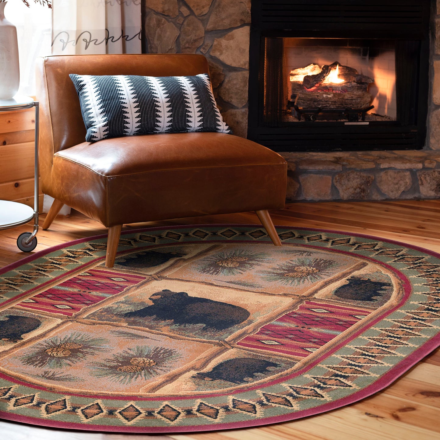 Tayse Lodge Area Rug NTR65-Sierra Bear Novelty Cut Pile Indoor Polypropylene