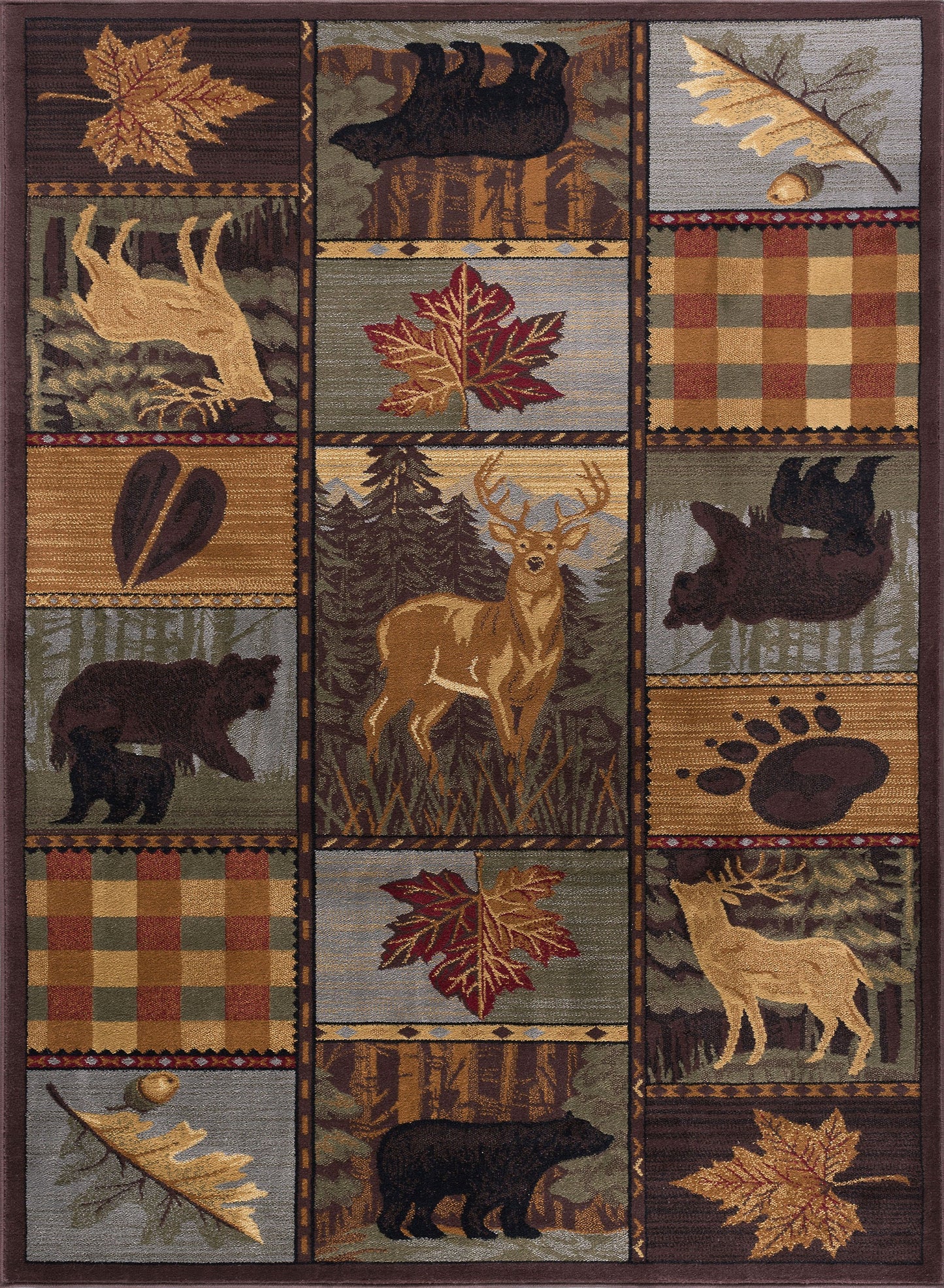 Tayse Lodge Area Rug NTR65-Colorblock Wildlife Novelty Cut Pile Indoor Polypropylene