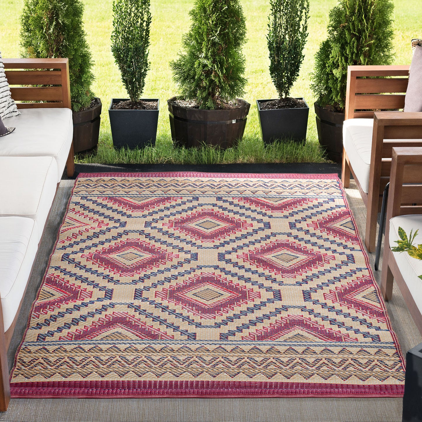 Tayse Geometric Area Rug SUN20-Acosta Contemporary Flat Weave Indoor/Outdoor Polypropylene