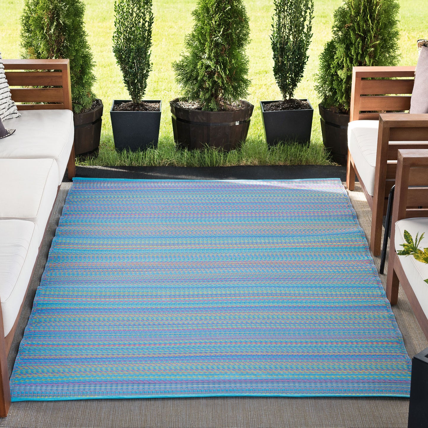 Tayse Stripe Area Rug SUN14-Pembrokepines Contemporary Flat Weave Indoor/Outdoor Polypropylene