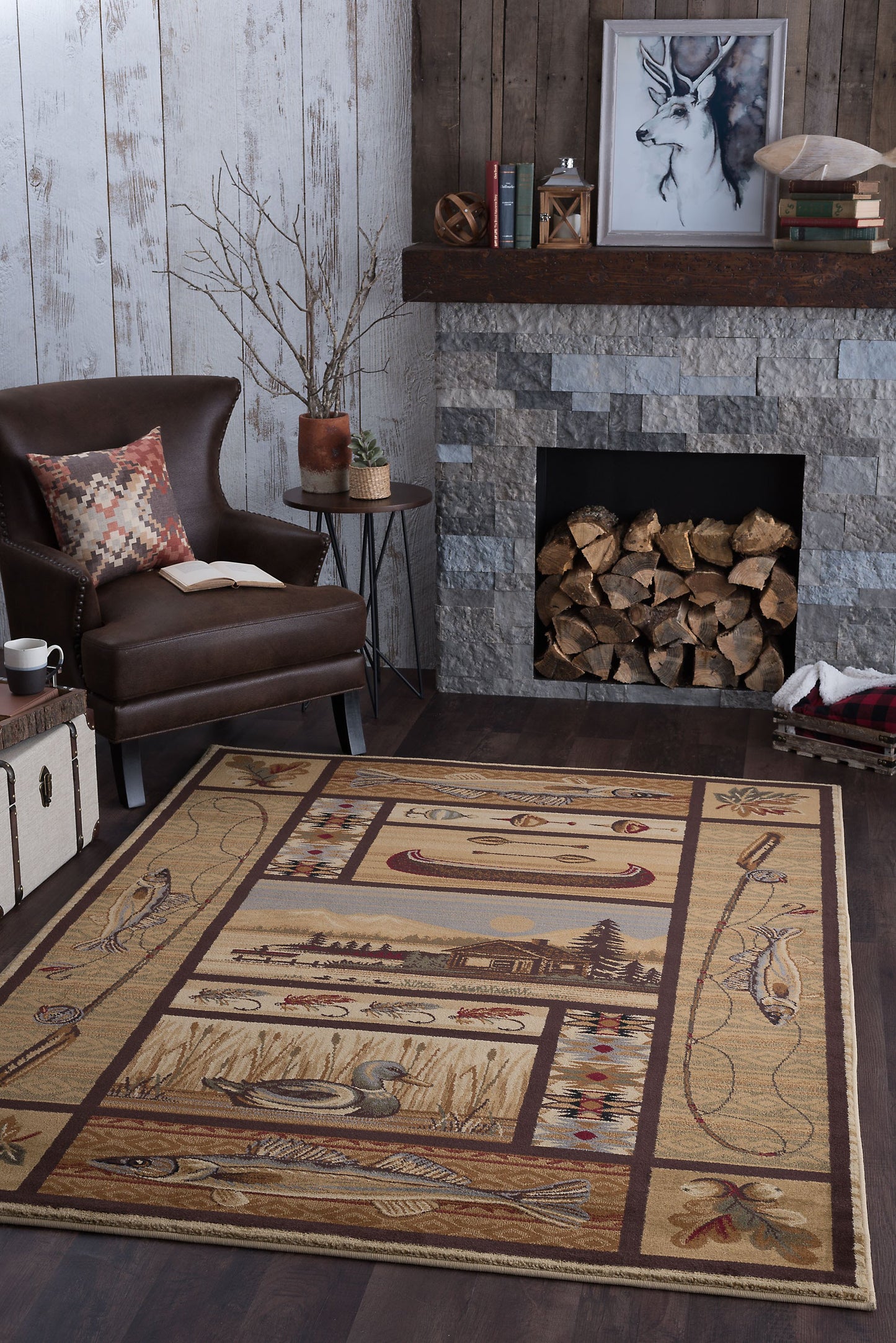 Tayse Lodge Area Rug NTR66-Lodge Retreat Novelty Cut Pile Indoor Polypropylene