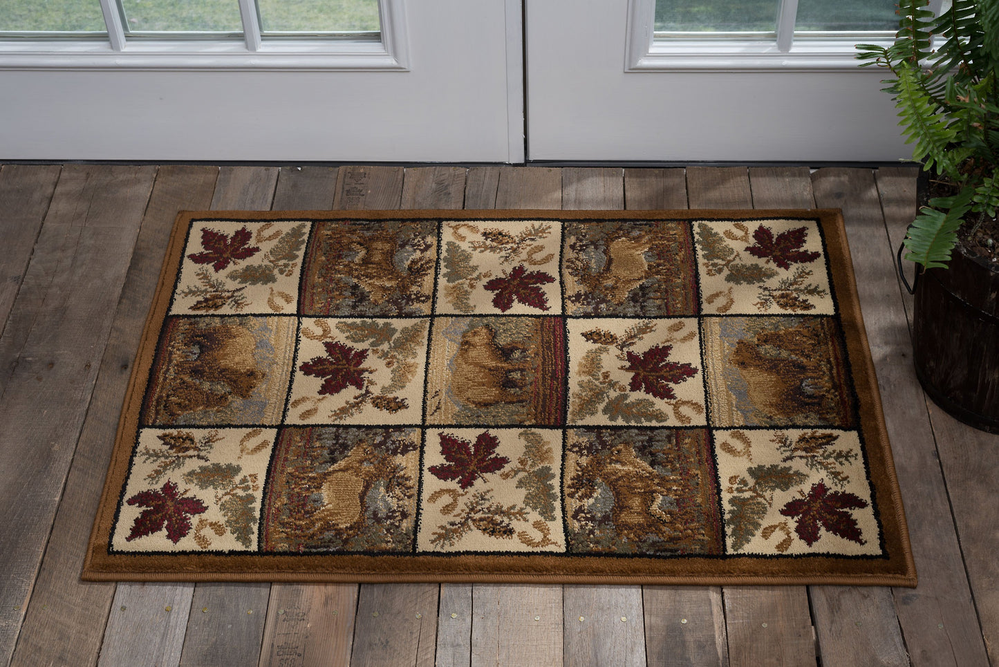 Tayse Lodge Area Rug NTR66-Portrait Wildlife Novelty Cut Pile Indoor Polypropylene