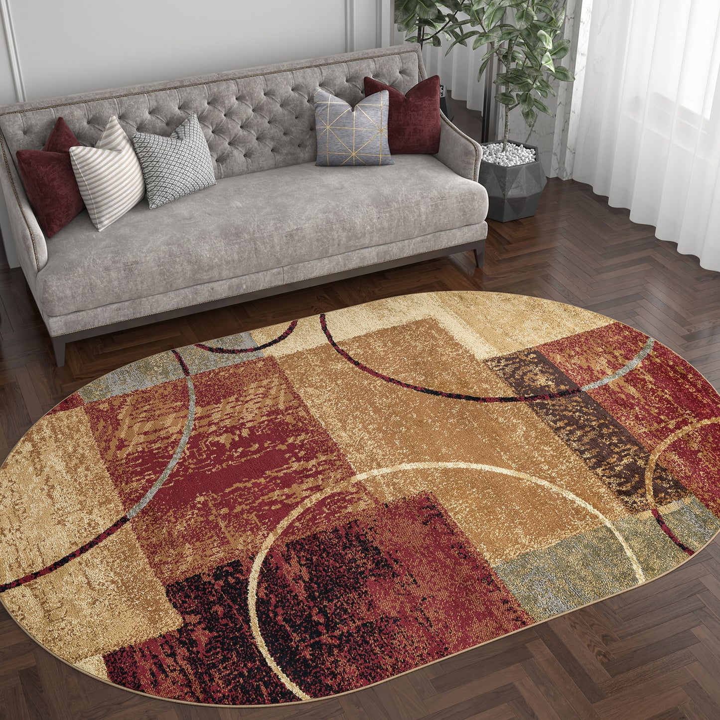 Tayse Abstract Area Rug ELG54-Tacoma Contemporary Cut Pile Indoor Polypropylene