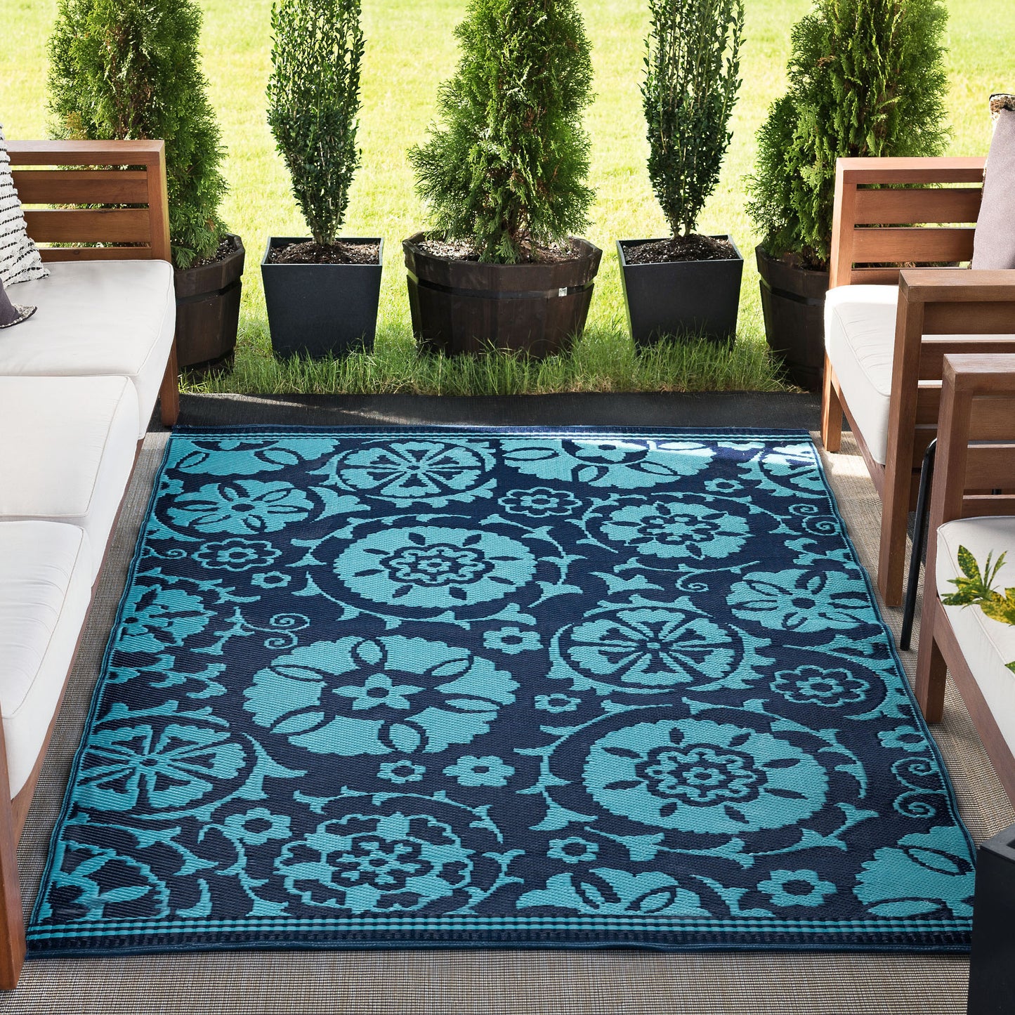 Tayse Floral Area Rug SUN15-Jennifer Transitional Flat Weave Indoor/Outdoor Polypropylene