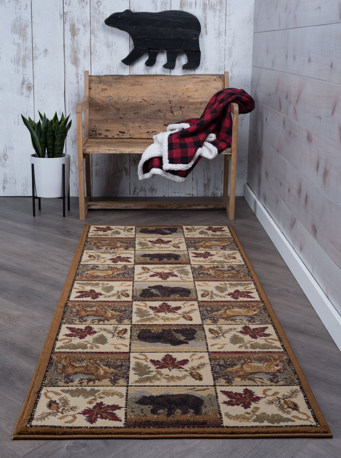 Tayse Lodge Area Rug NTR66-Portrait Wildlife Novelty Cut Pile Indoor Polypropylene