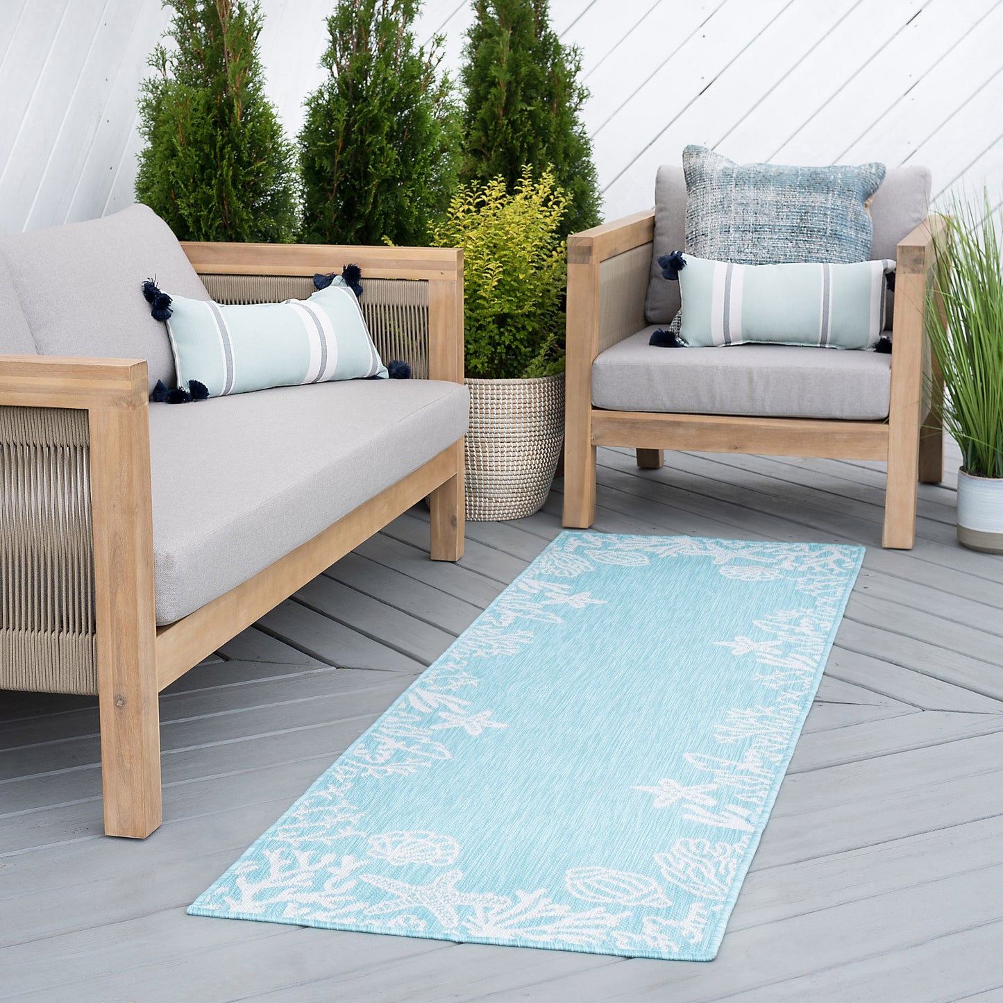 Tayse Coastal Area Rug ECO15-Biscayne Novelty Flat Weave Indoor/Outdoor Polypropylene