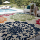 Tayse Floral Area Rug OAS11-Octavia Modern Cut & Flat Weave Indoor/Outdoor Polypropylene