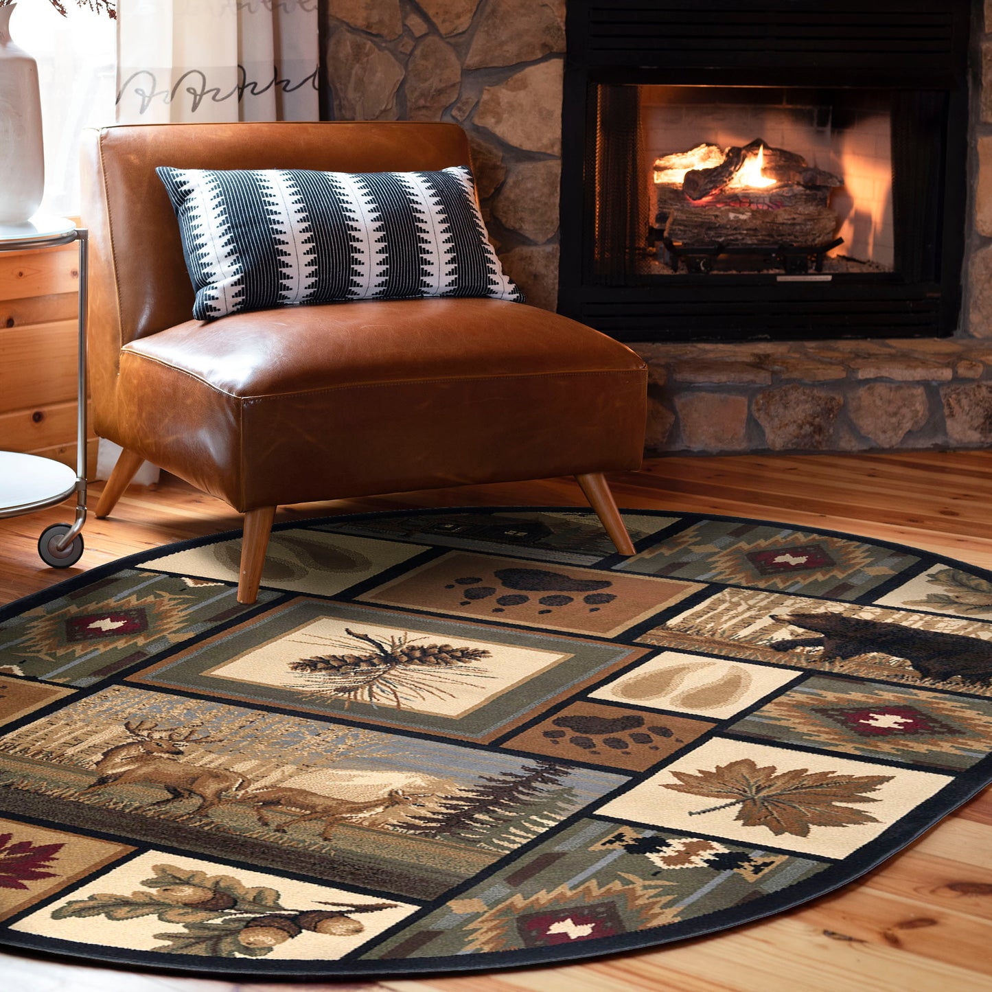 Tayse Lodge Area Rug NTR66-Northern Wildlife Novelty Cut Pile Indoor Polypropylene