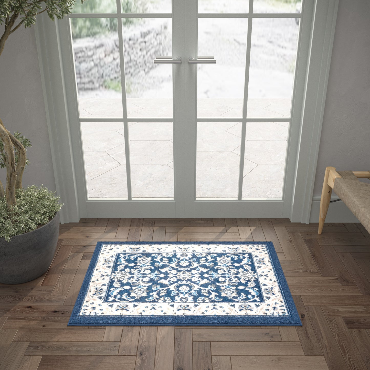 Tayse Floral Area Rug MDN46-Tessie Traditional Cut Pile Indoor Polypropylene