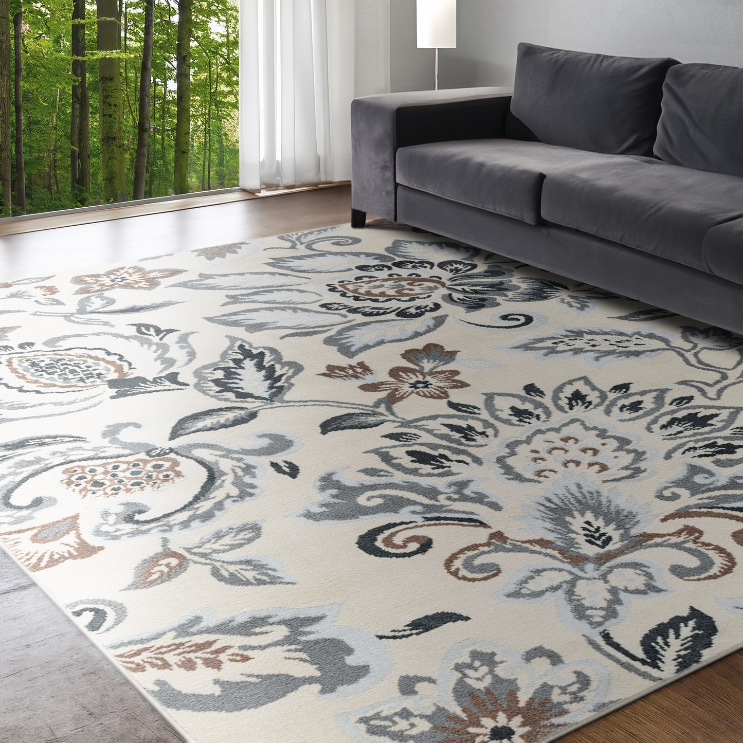 Tayse Floral Area Rug MDN42-Stella Traditional Cut Pile Indoor Polypropylene