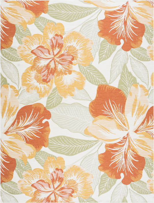 Tayse Floral Area Rug FLO14-Ramon Contemporary Flat Weave Indoor/Outdoor Polypropylene