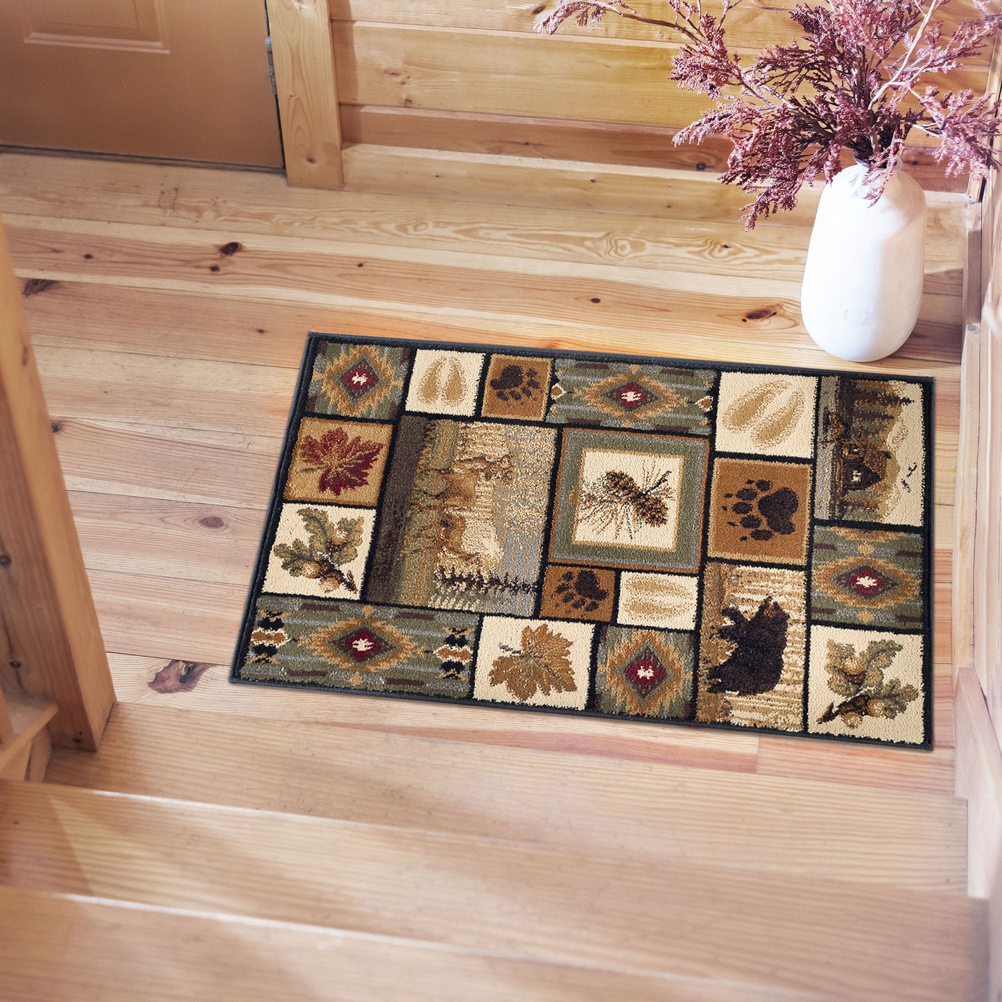 Tayse Lodge Area Rug NTR66-Northern Wildlife Novelty Cut Pile Indoor Polypropylene