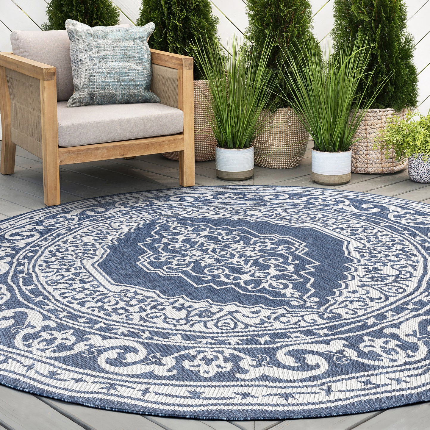 Tayse Floral Area Rug ECO16-Eamon Traditional Flat Weave Indoor/Outdoor Polypropylene