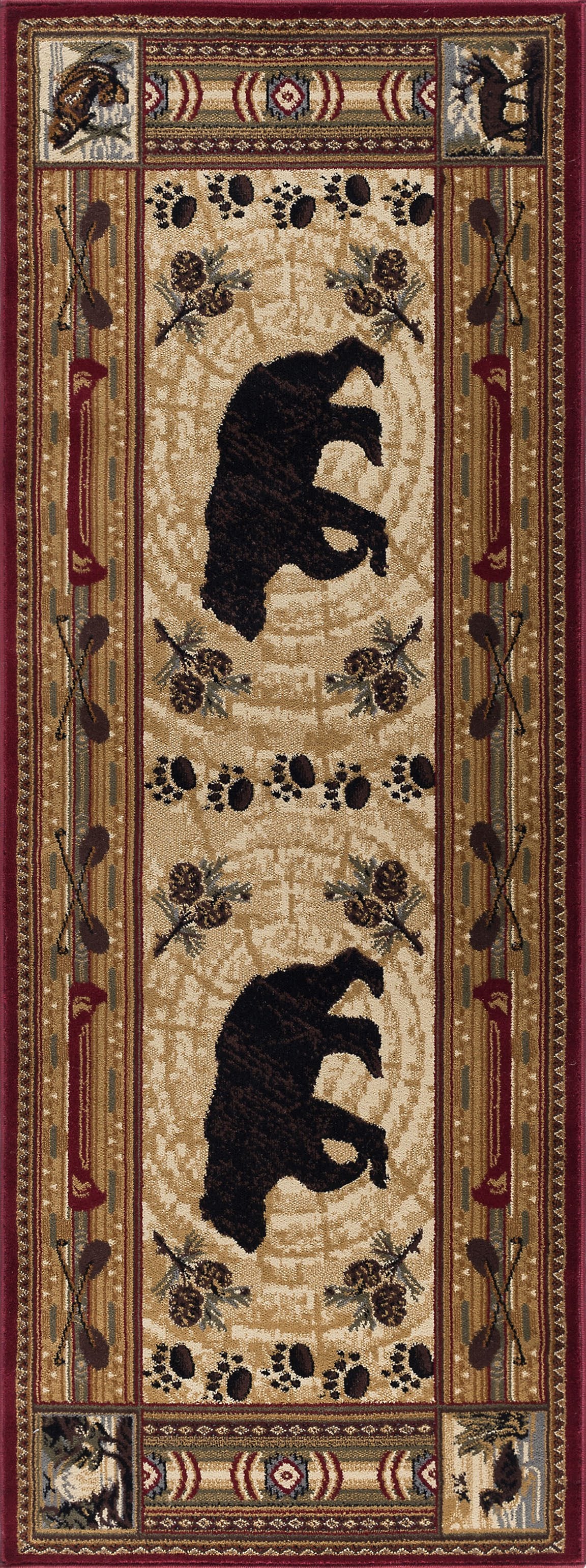 Tayse Lodge Area Rug NTR65-Black Bear Novelty Cut Pile Indoor Polypropylene