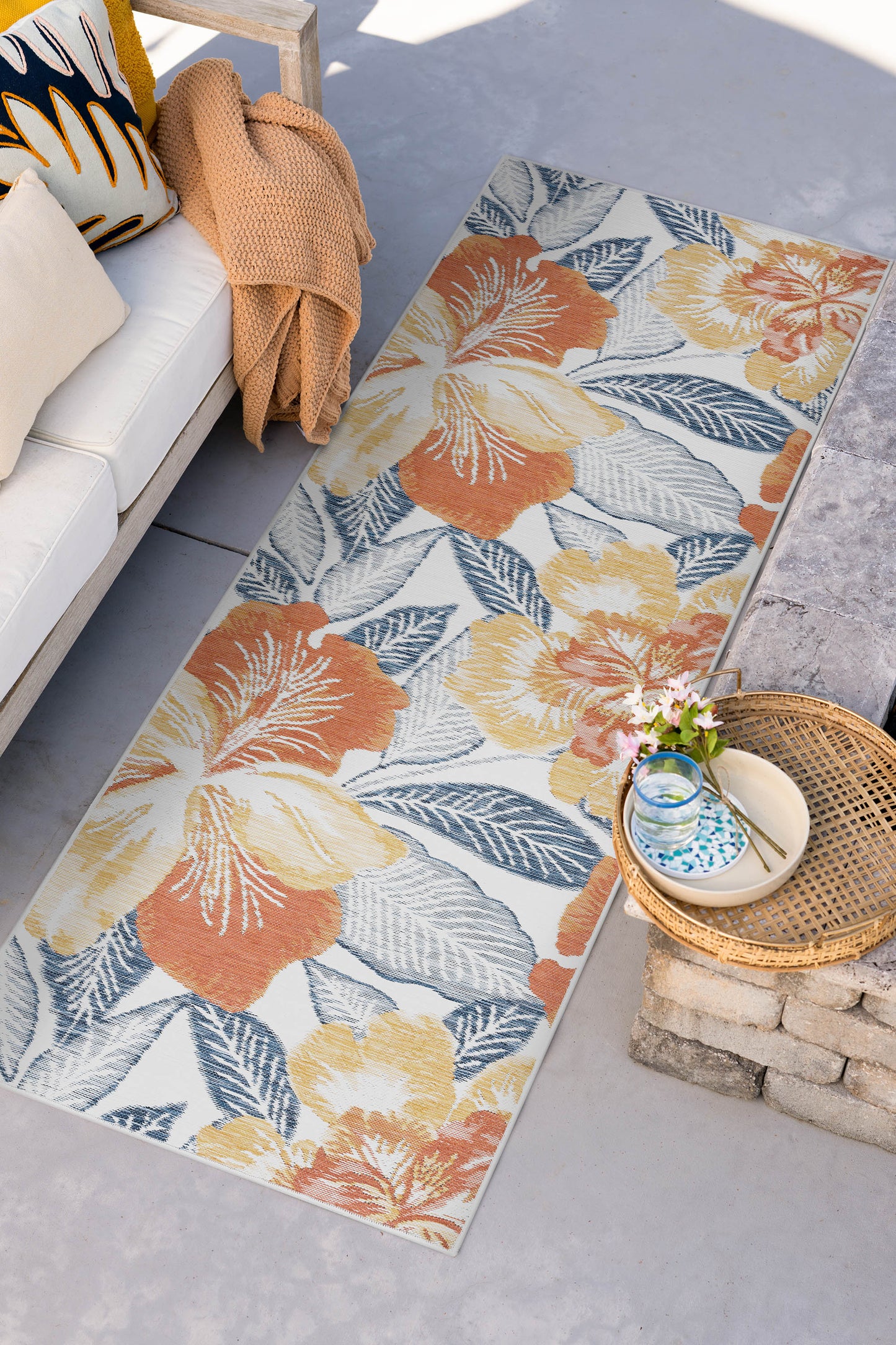 Tayse Floral Area Rug FLO14-Ramon Contemporary Flat Weave Indoor/Outdoor Polypropylene