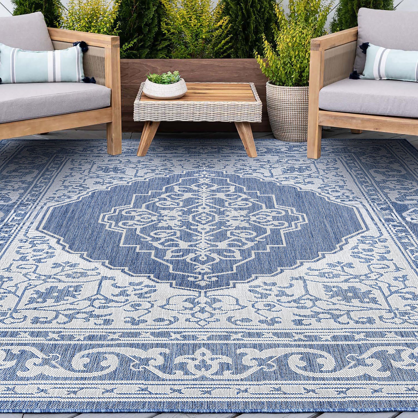 Tayse Floral Area Rug ECO16-Eamon Traditional Flat Weave Indoor/Outdoor Polypropylene