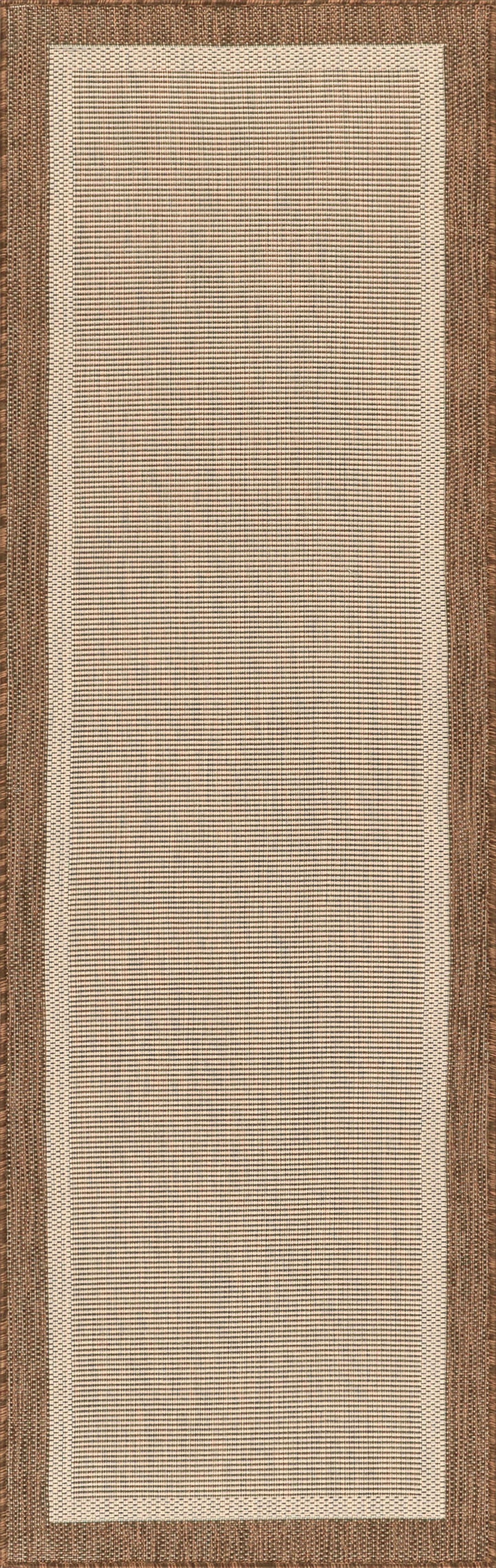 Tayse Solid Border Area Rug ECO12-Dania Transitional Flat Weave Indoor/Outdoor Polypropylene