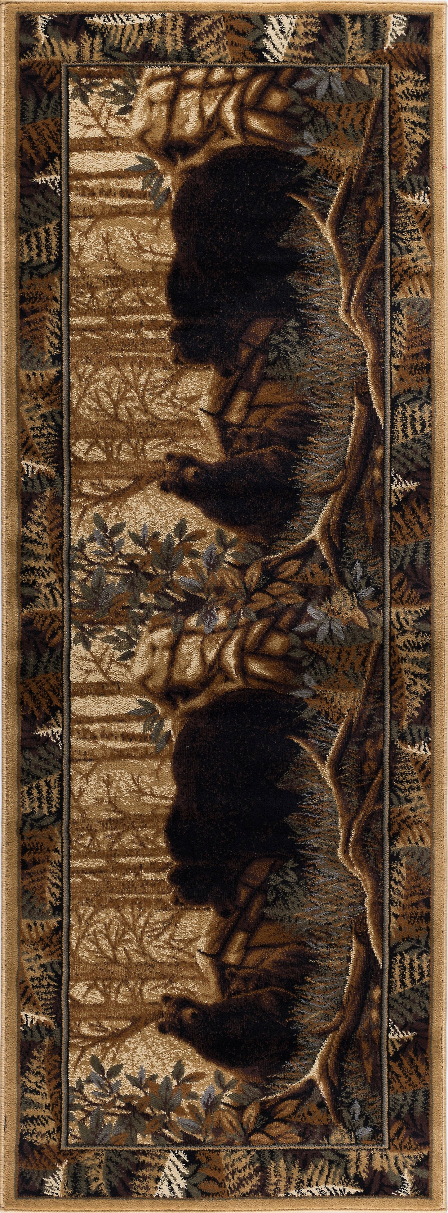 Tayse Lodge Area Rug NTR66-Fern Bear Novelty Cut Pile Indoor Polypropylene