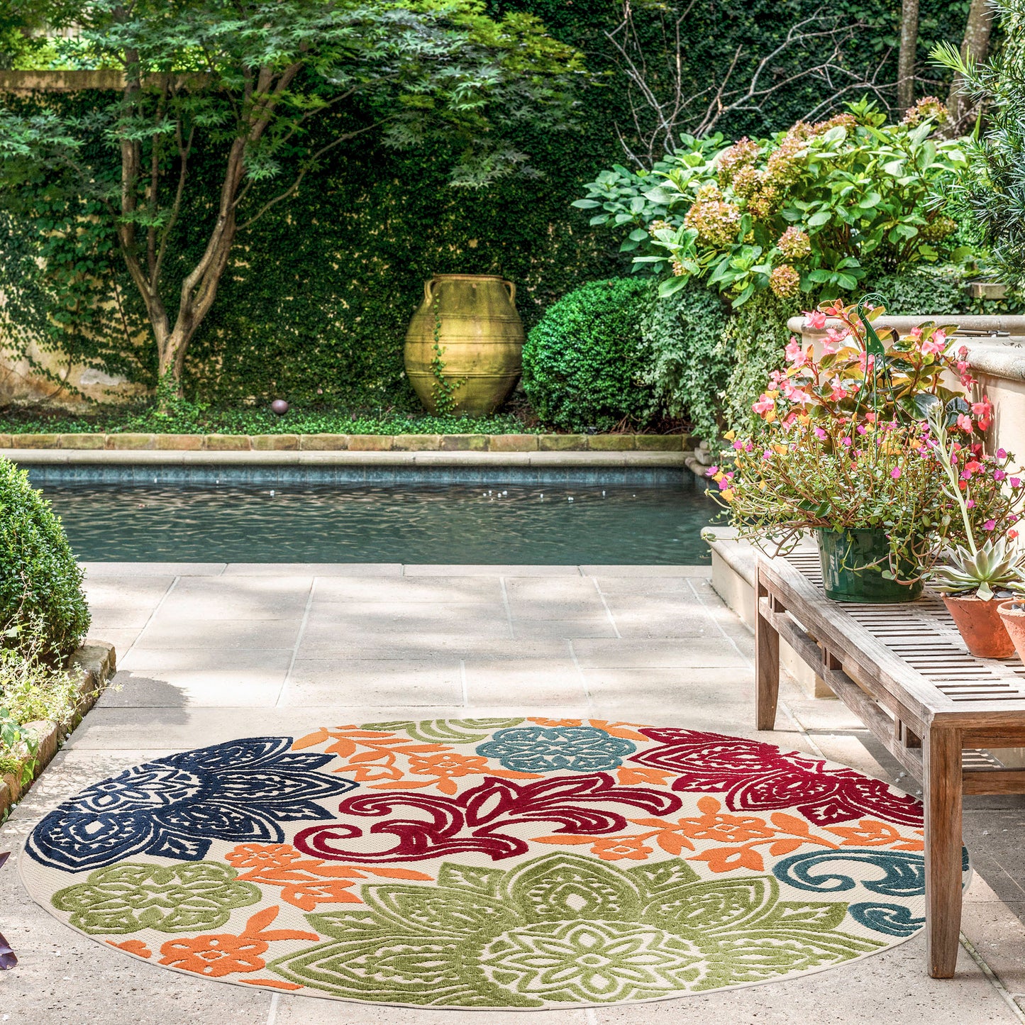 Tayse Floral Area Rug OAS13-Omalley Modern Cut & Flat Weave Indoor/Outdoor Polypropylene