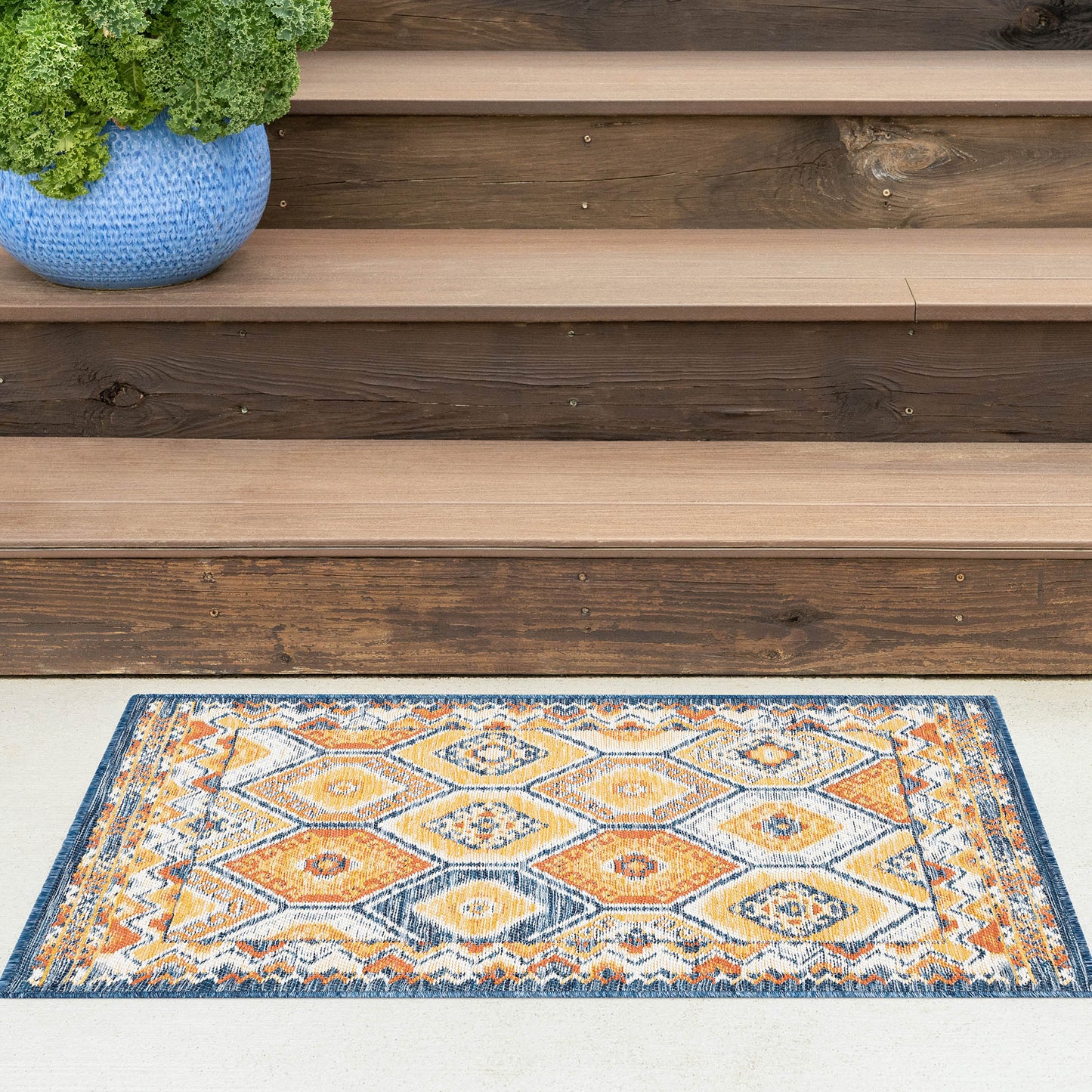 Tayse Geometric Area Rug FLO10-Matthew Contemporary Flat Weave Indoor/Outdoor Polypropylene