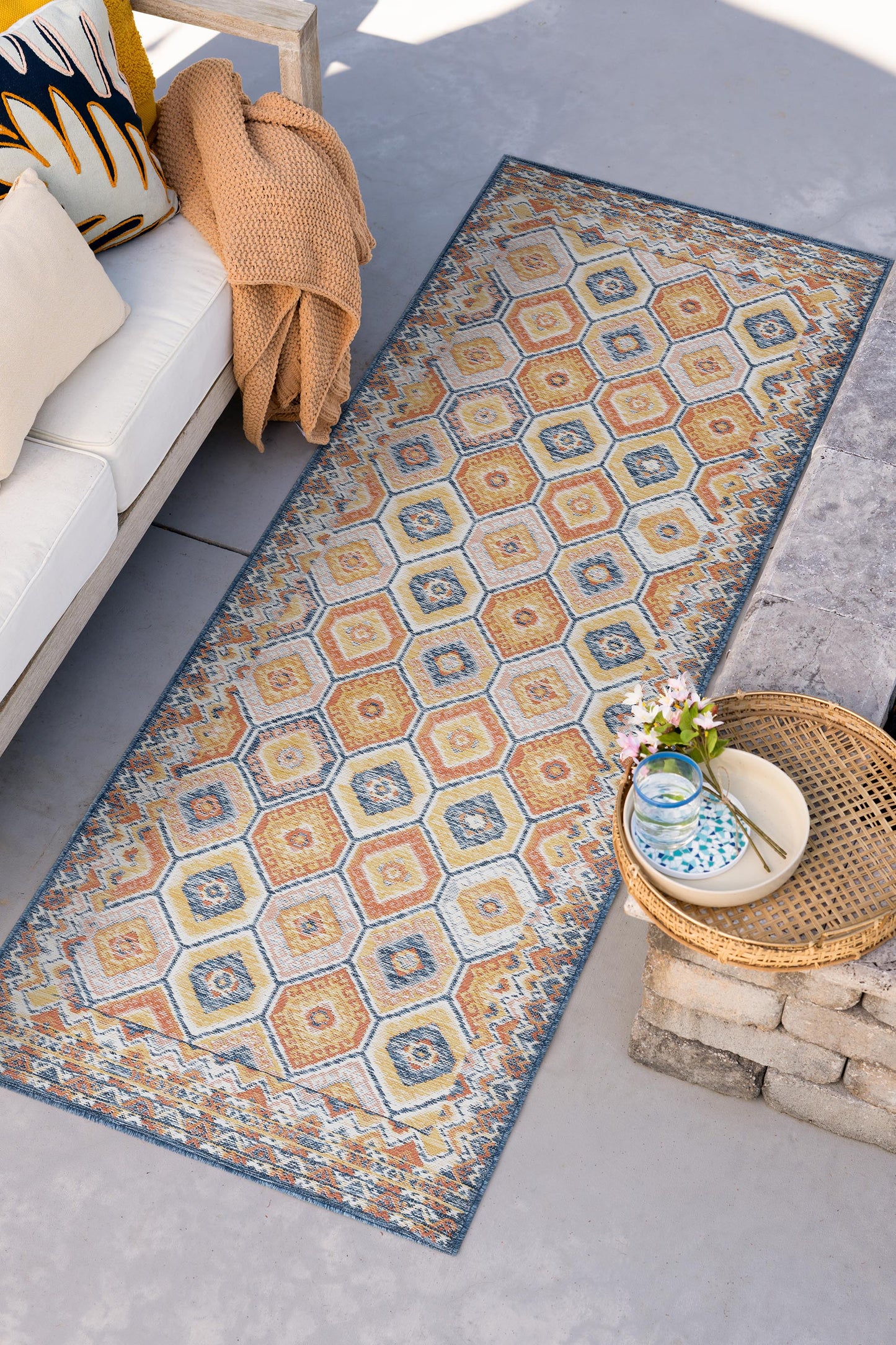 Tayse Geometric Area Rug FLO10-Matthew Contemporary Flat Weave Indoor/Outdoor Polypropylene