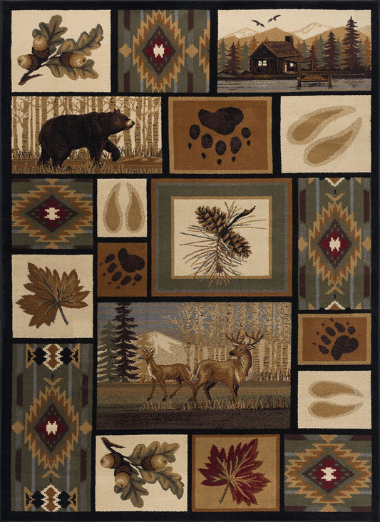 Tayse Lodge Area Rug NTR66-Northern Wildlife Novelty Cut Pile Indoor Polypropylene