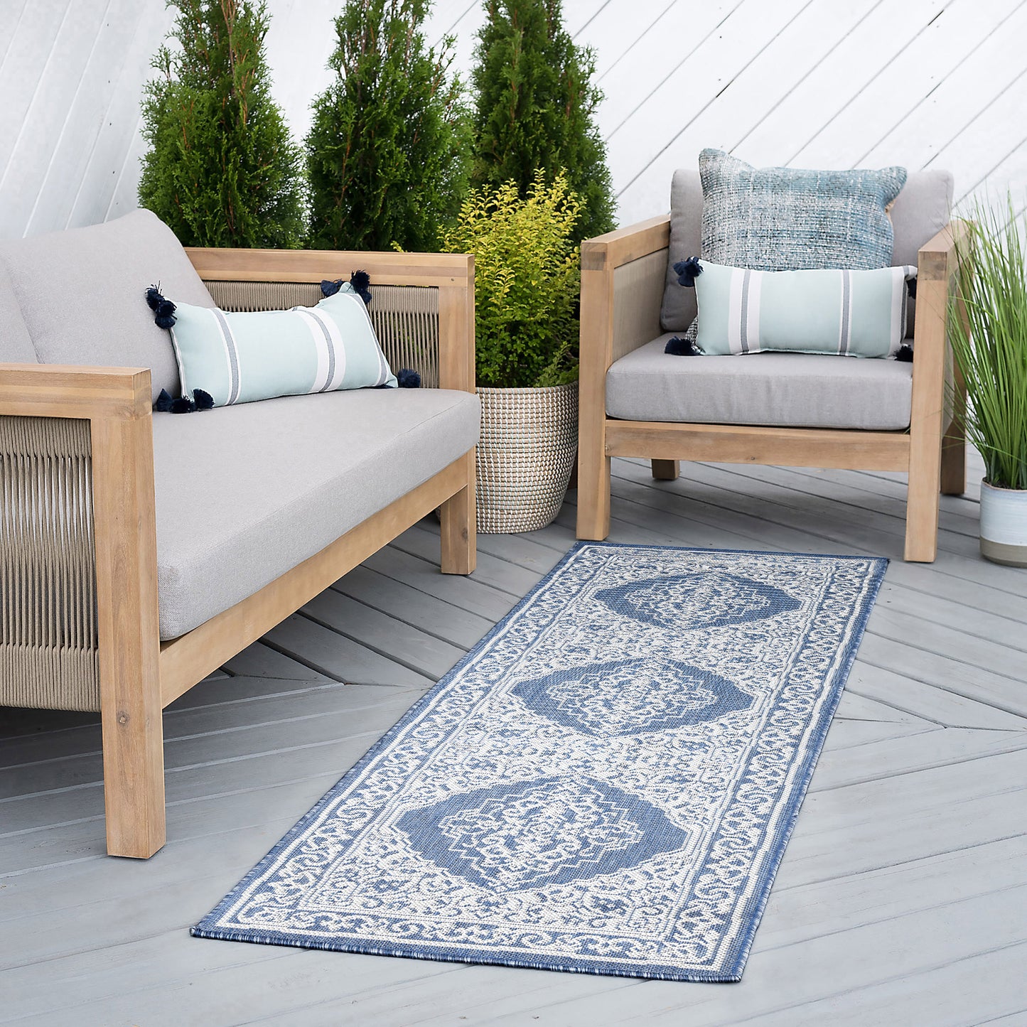 Tayse Floral Area Rug ECO16-Eamon Traditional Flat Weave Indoor/Outdoor Polypropylene