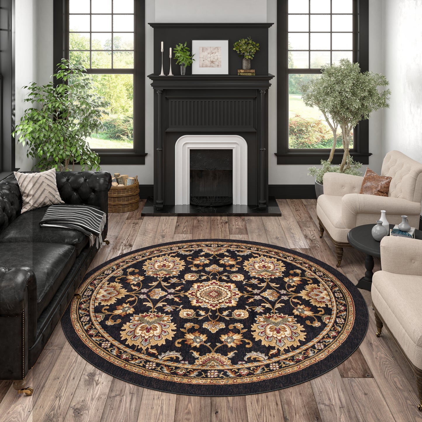 Tayse Border Area Rug SNS48-Charlotte Traditional Cut Pile Indoor Polypropylene