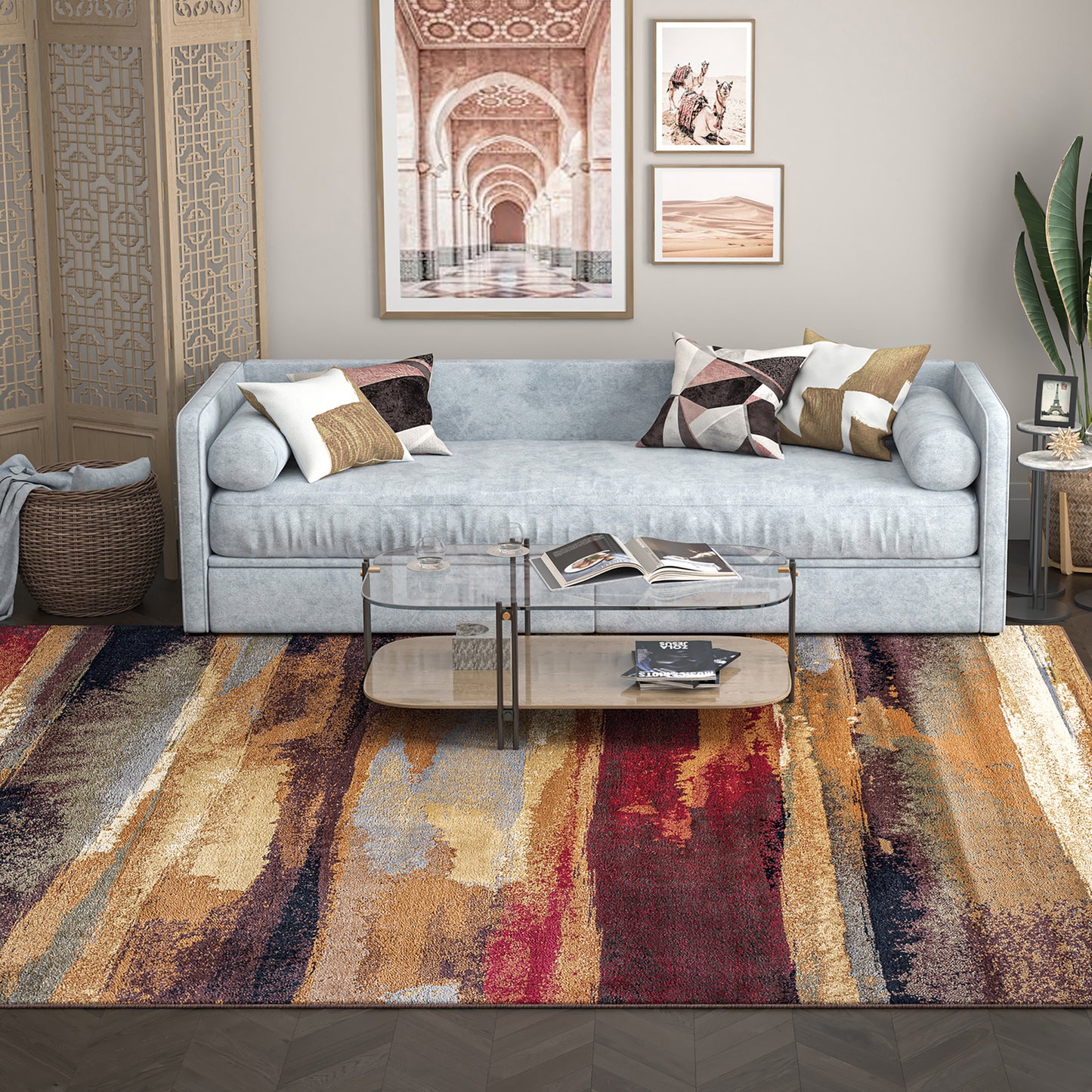 Tayse Abstract Area Rug FST89-Dakota Contemporary Cut Pile Indoor Polypropylene