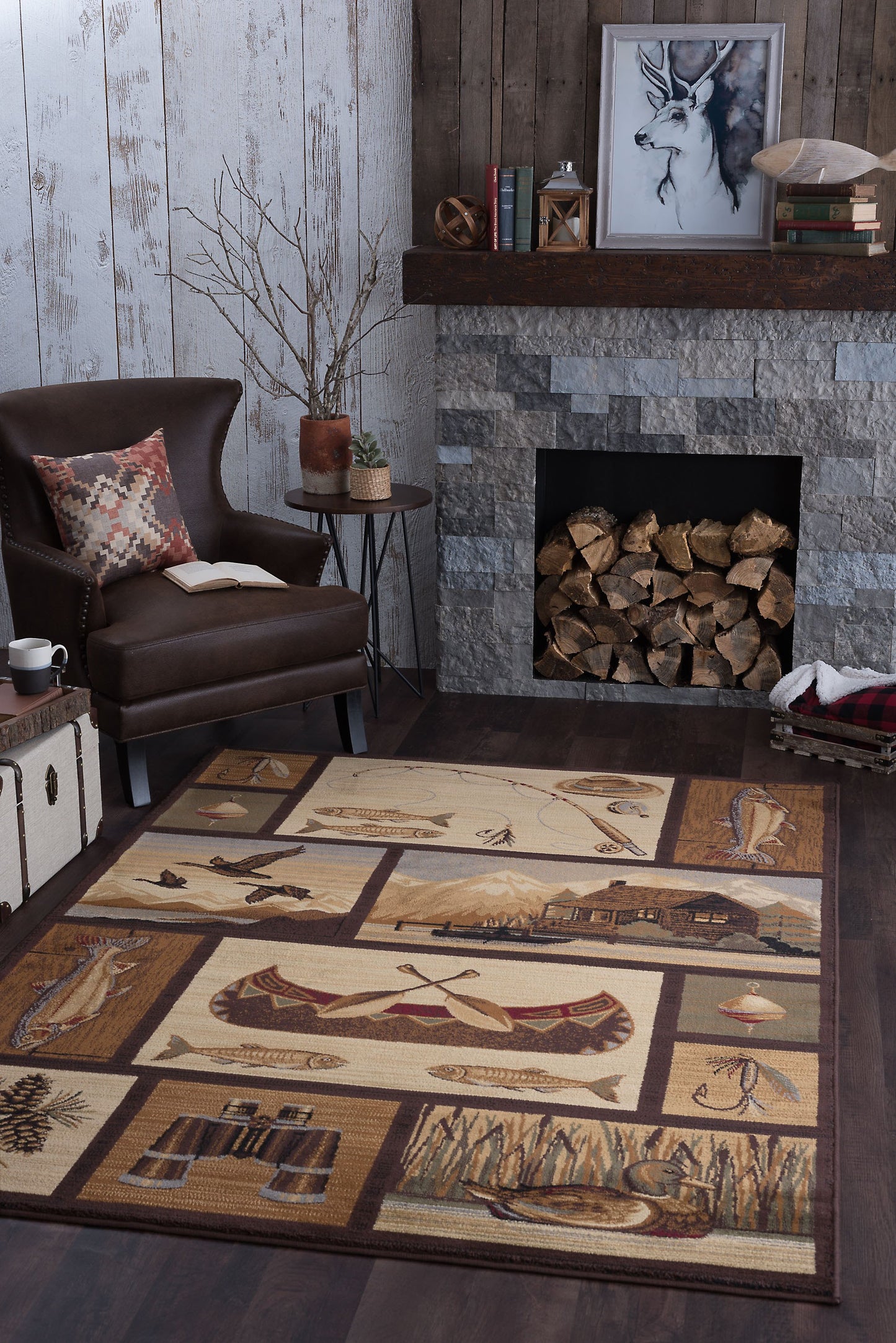 Tayse Lodge Area Rug NTR66-Cabin Getaway Novelty Cut Pile Indoor Polypropylene