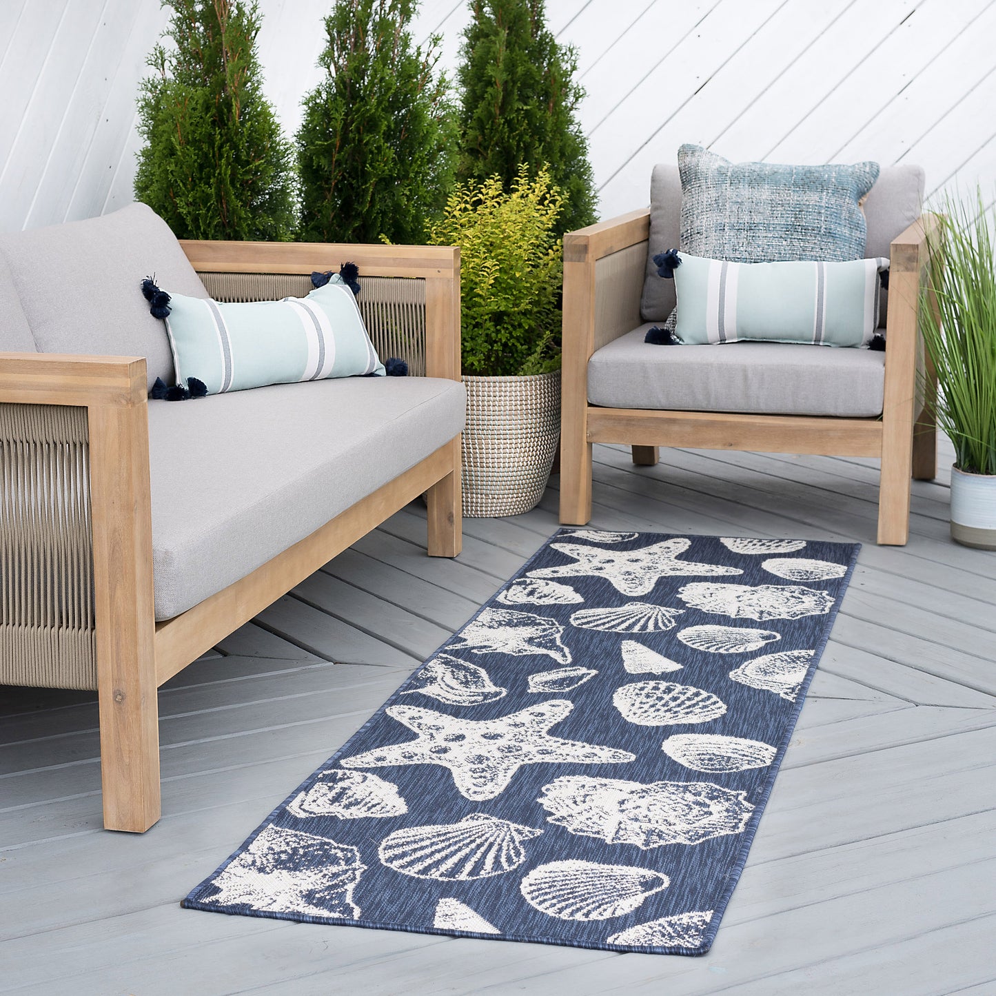 Tayse Coastal Area Rug ECO14-Sanibel Novelty Flat Weave Indoor/Outdoor Polypropylene