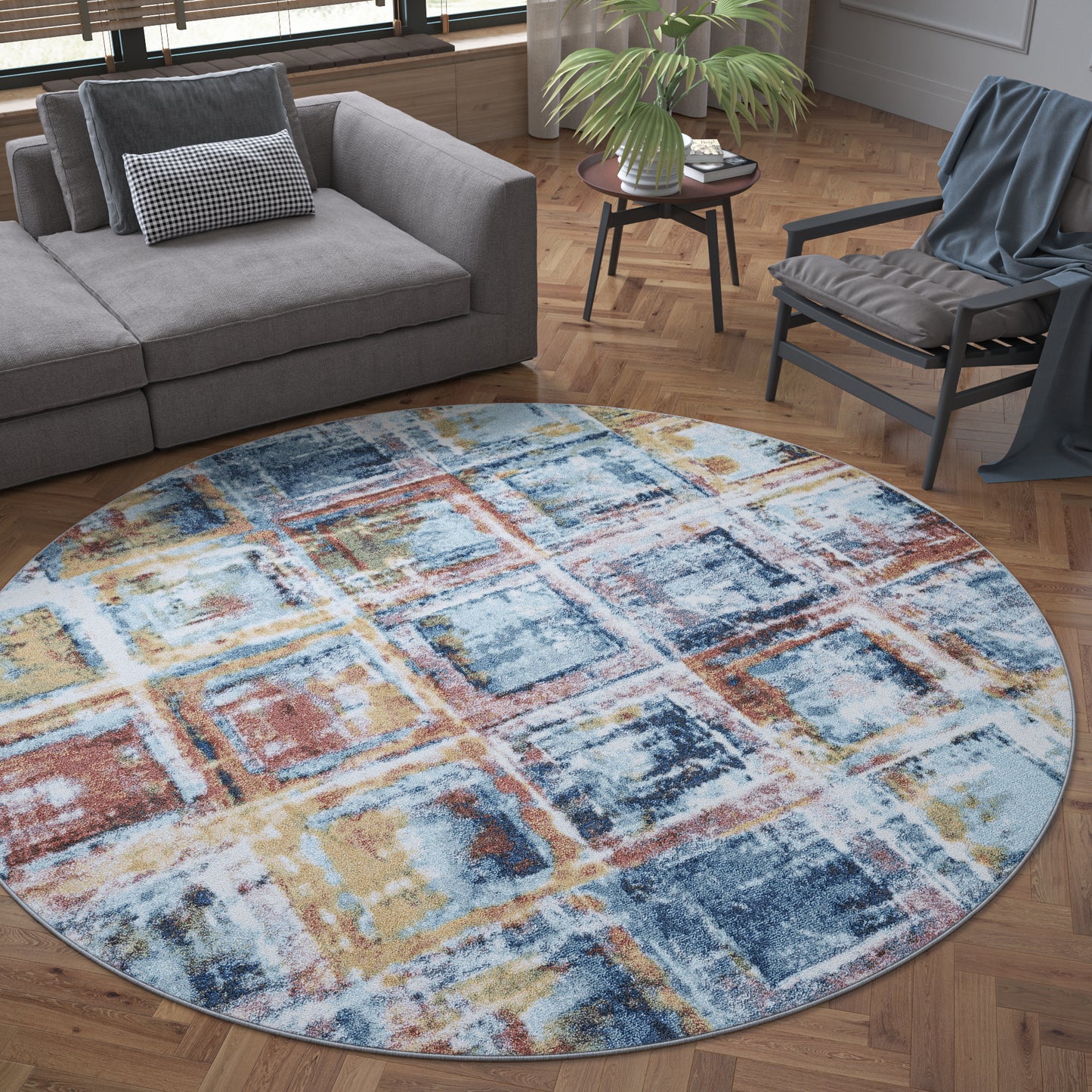 Tayse Abstract Area Rug REI13-Rowan Contemporary Cut Pile Indoor Polypropylene