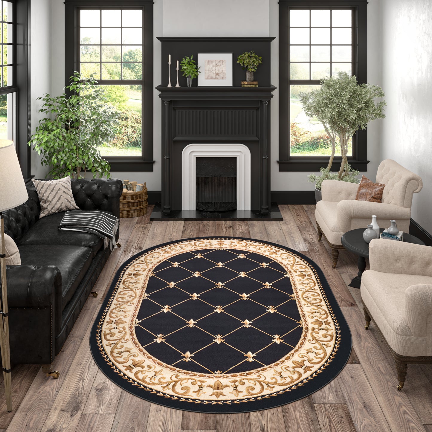 Tayse Border Area Rug SNS48-Orleans Traditional Cut Pile Indoor Polypropylene