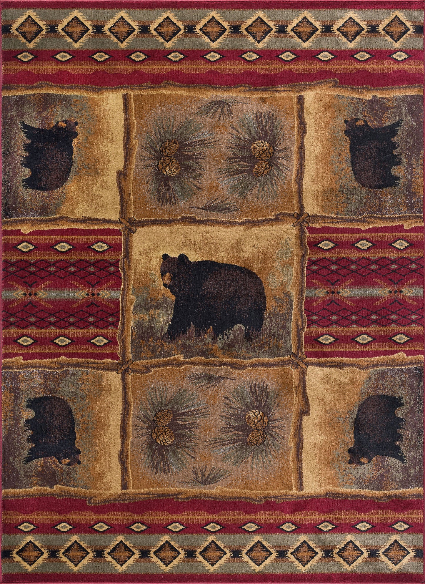 Tayse Lodge Area Rug NTR65-Sierra Bear Novelty Cut Pile Indoor Polypropylene