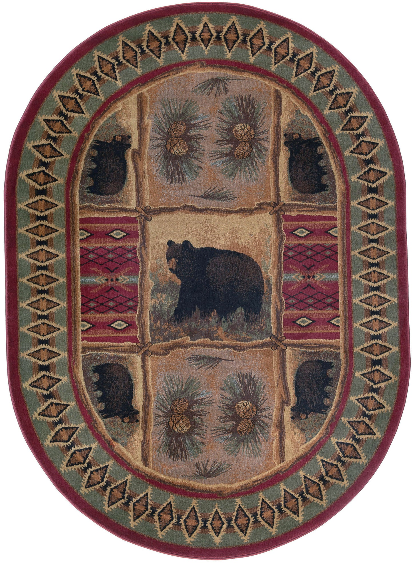 Tayse Lodge Area Rug NTR65-Sierra Bear Novelty Cut Pile Indoor Polypropylene