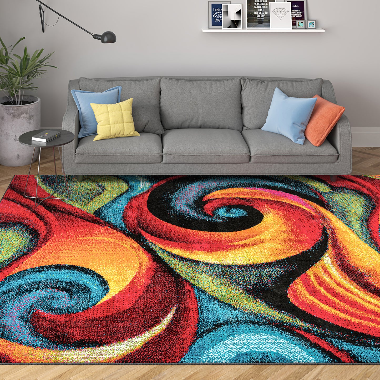 Tayse Abstract Area Rug SMP10-Susan Contemporary Cut Pile Indoor Polypropylene