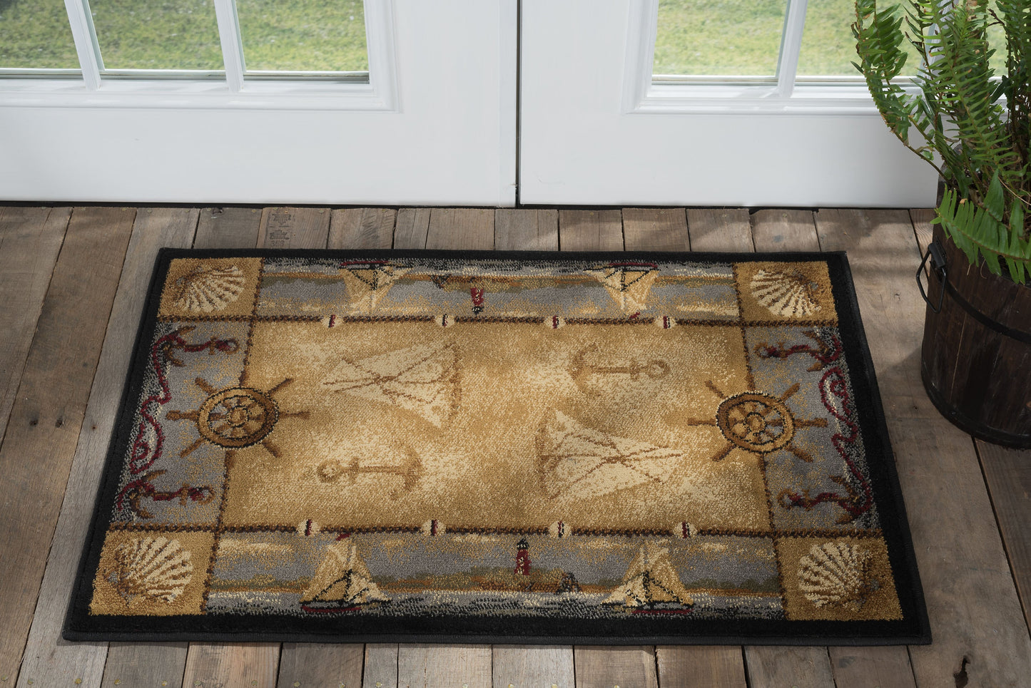 Tayse Lodge Area Rug NTR65-Seashore Nautical Novelty Cut Pile Indoor Polypropylene