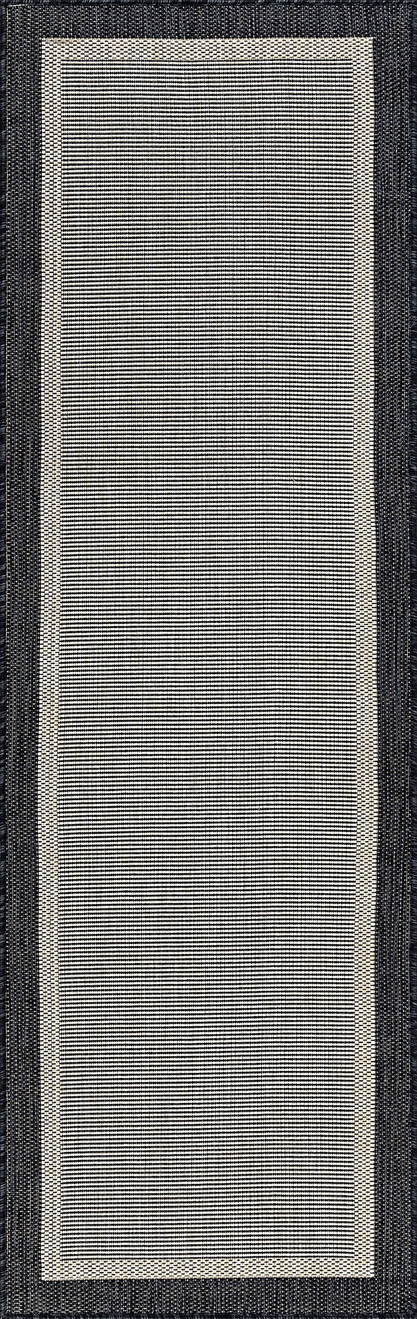 Tayse Solid Border Area Rug ECO12-Dania Transitional Flat Weave Indoor/Outdoor Polypropylene