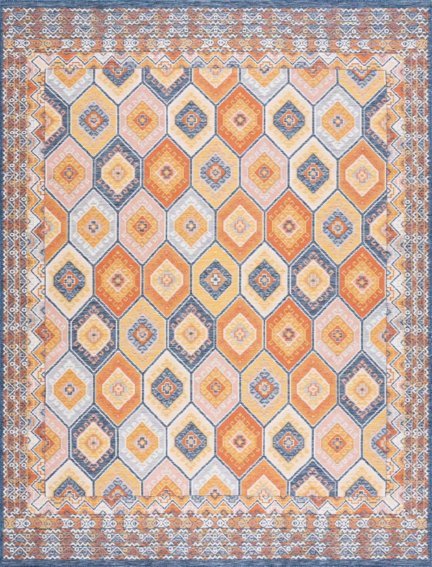 Tayse Geometric Area Rug FLO10-Matthew Contemporary Flat Weave Indoor/Outdoor Polypropylene