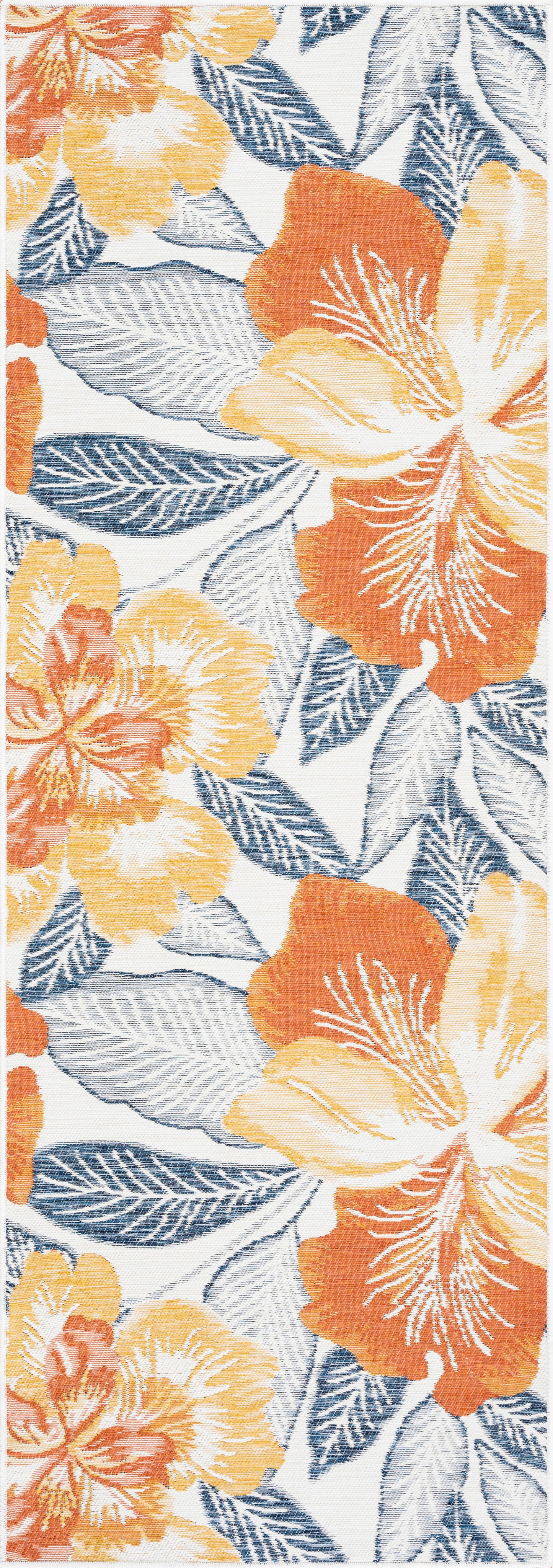 Tayse Floral Area Rug FLO14-Ramon Contemporary Flat Weave Indoor/Outdoor Polypropylene