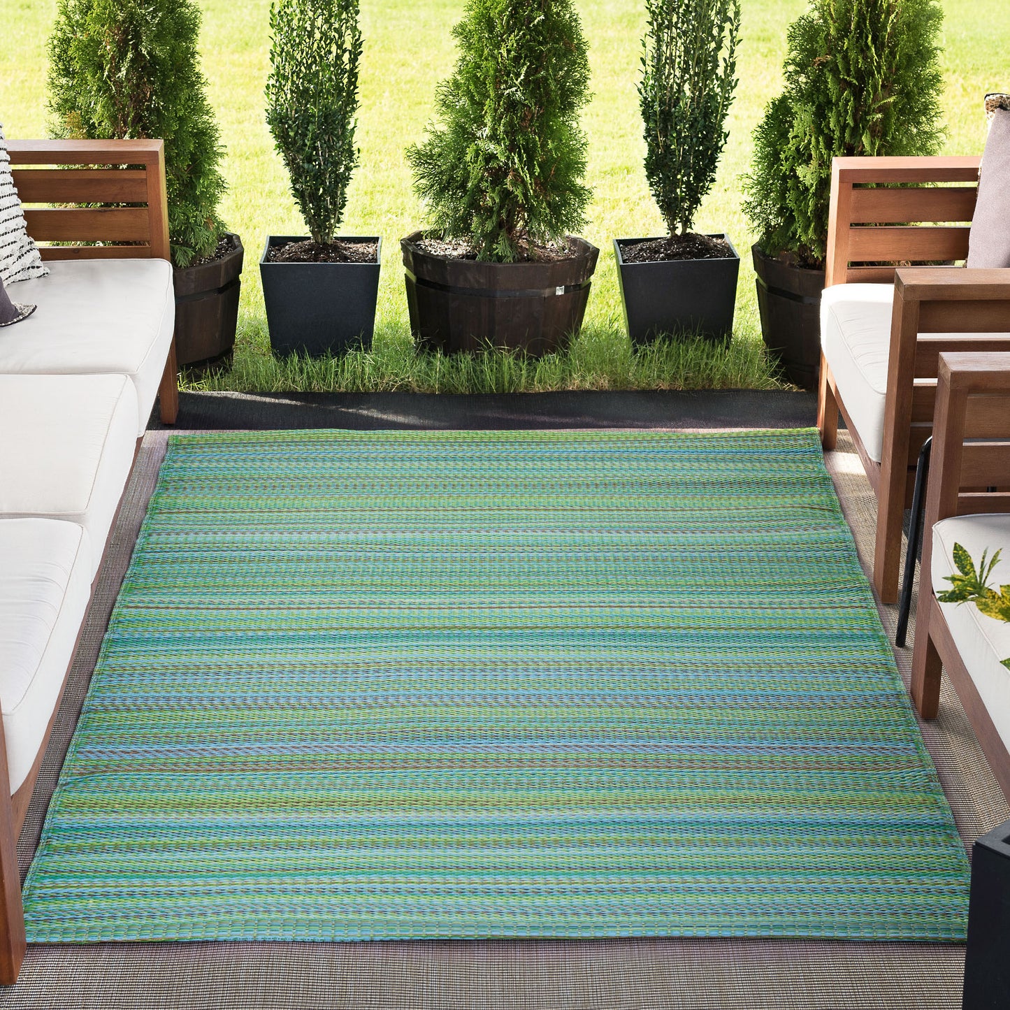 Tayse Stripe Area Rug SUN14-Pembrokepines Contemporary Flat Weave Indoor/Outdoor Polypropylene