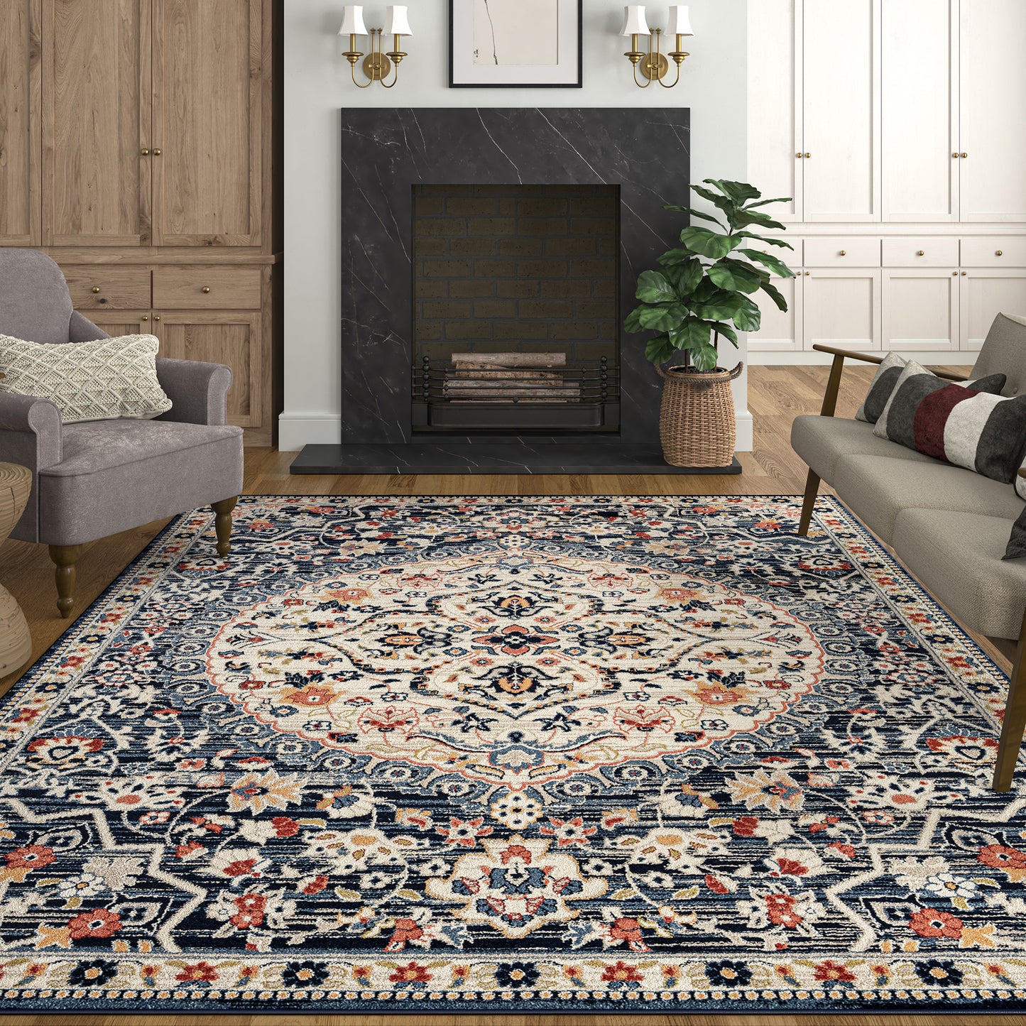 Tayse Medallion Area Rug TUS11-Jeanie Traditional Cut Pile Indoor Polypropylene