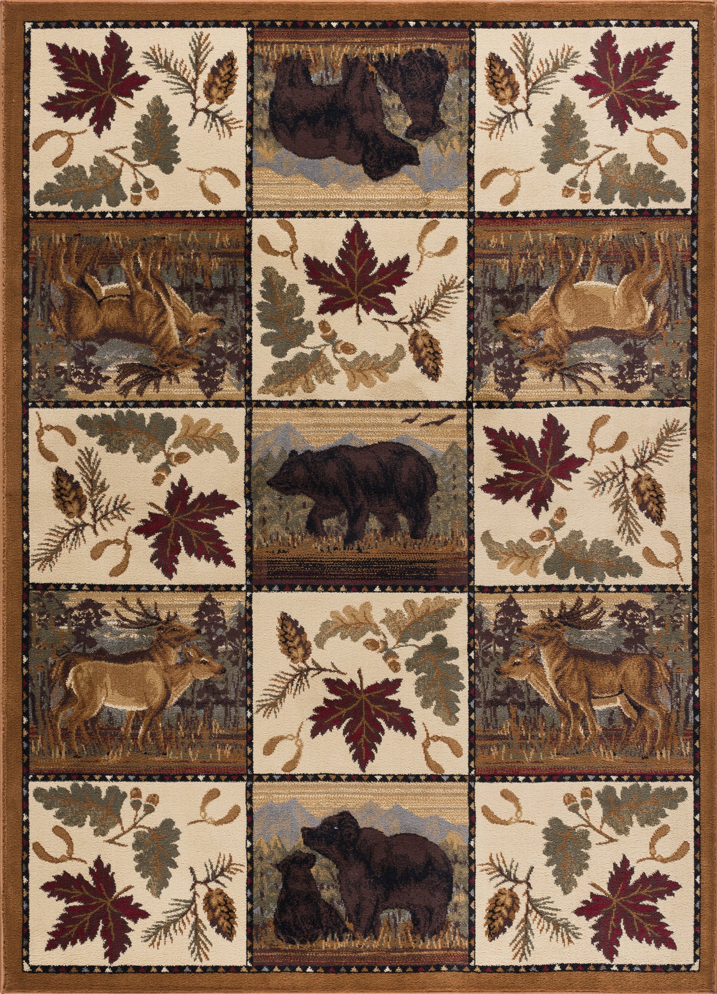 Tayse Lodge Area Rug NTR66-Portrait Wildlife Novelty Cut Pile Indoor Polypropylene