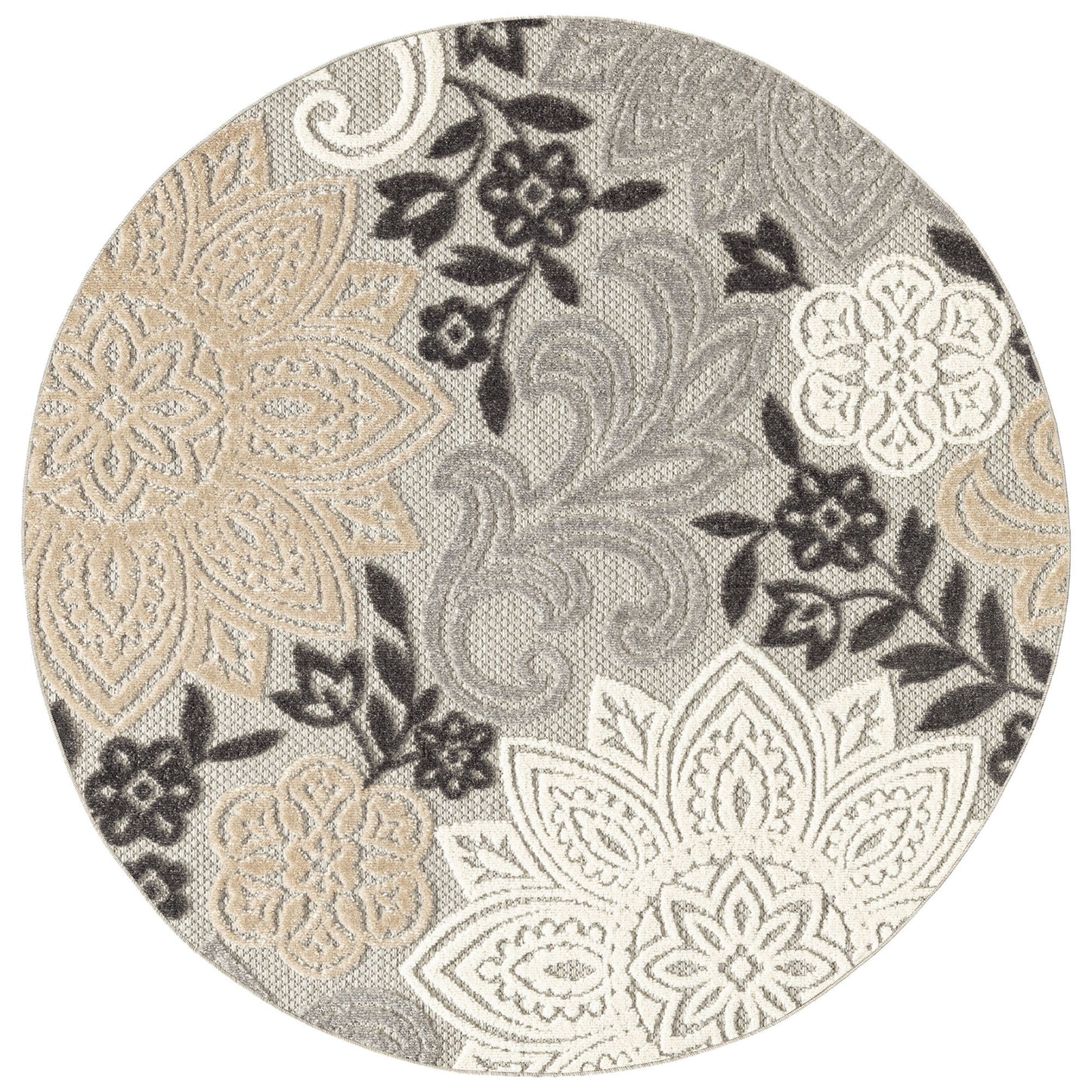 Tayse Floral Area Rug OAS13-Omalley Modern Cut & Flat Weave Indoor/Outdoor Polypropylene