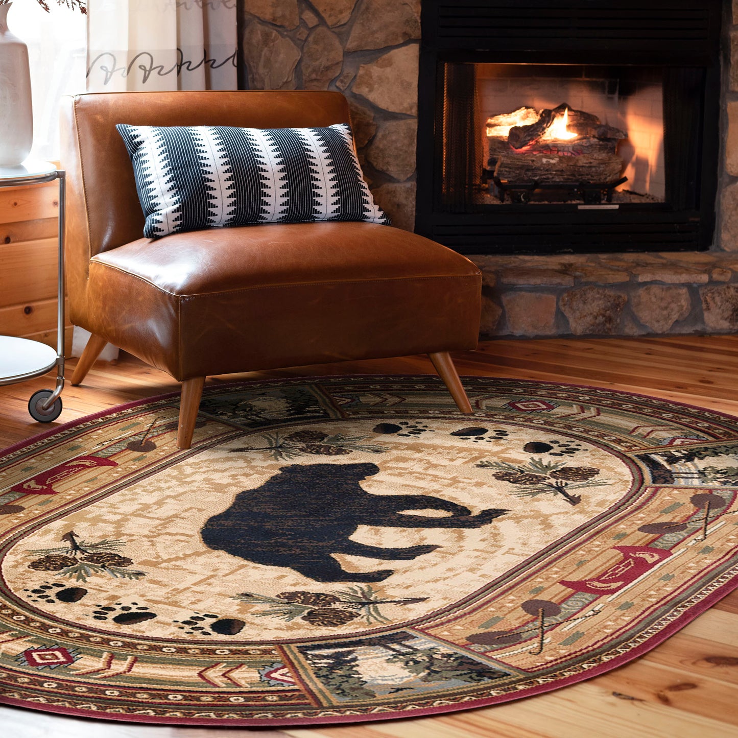 Tayse Lodge Area Rug NTR65-Black Bear Novelty Cut Pile Indoor Polypropylene