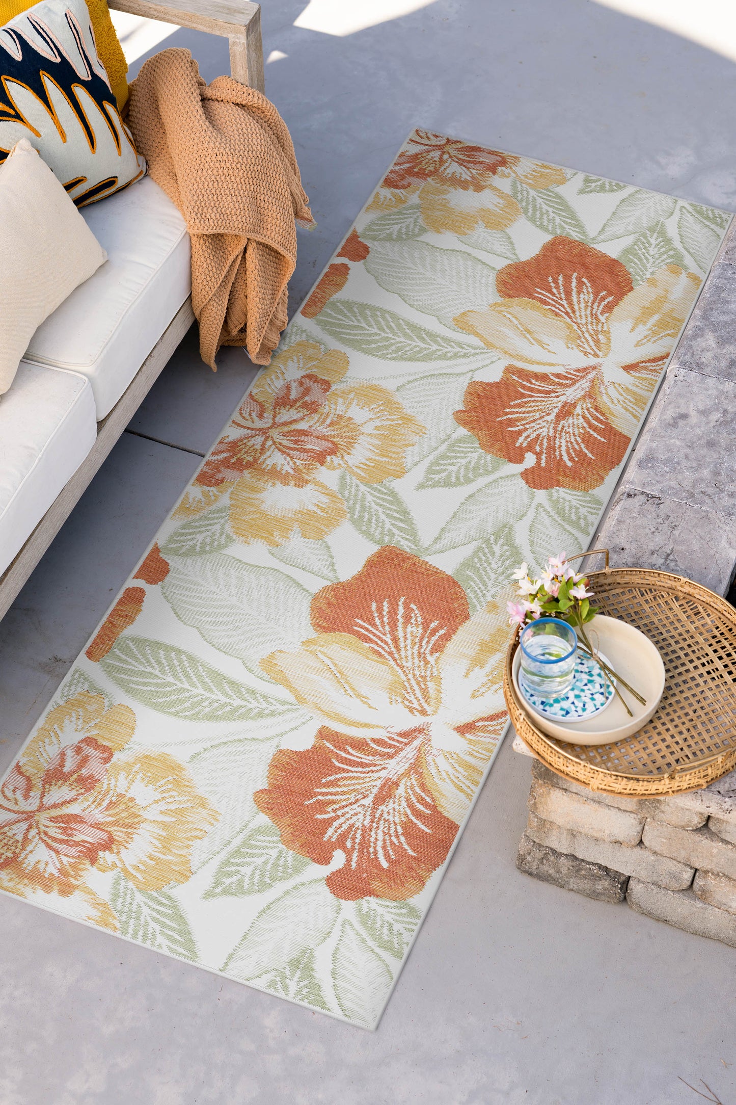 Tayse Floral Area Rug FLO14-Ramon Contemporary Flat Weave Indoor/Outdoor Polypropylene